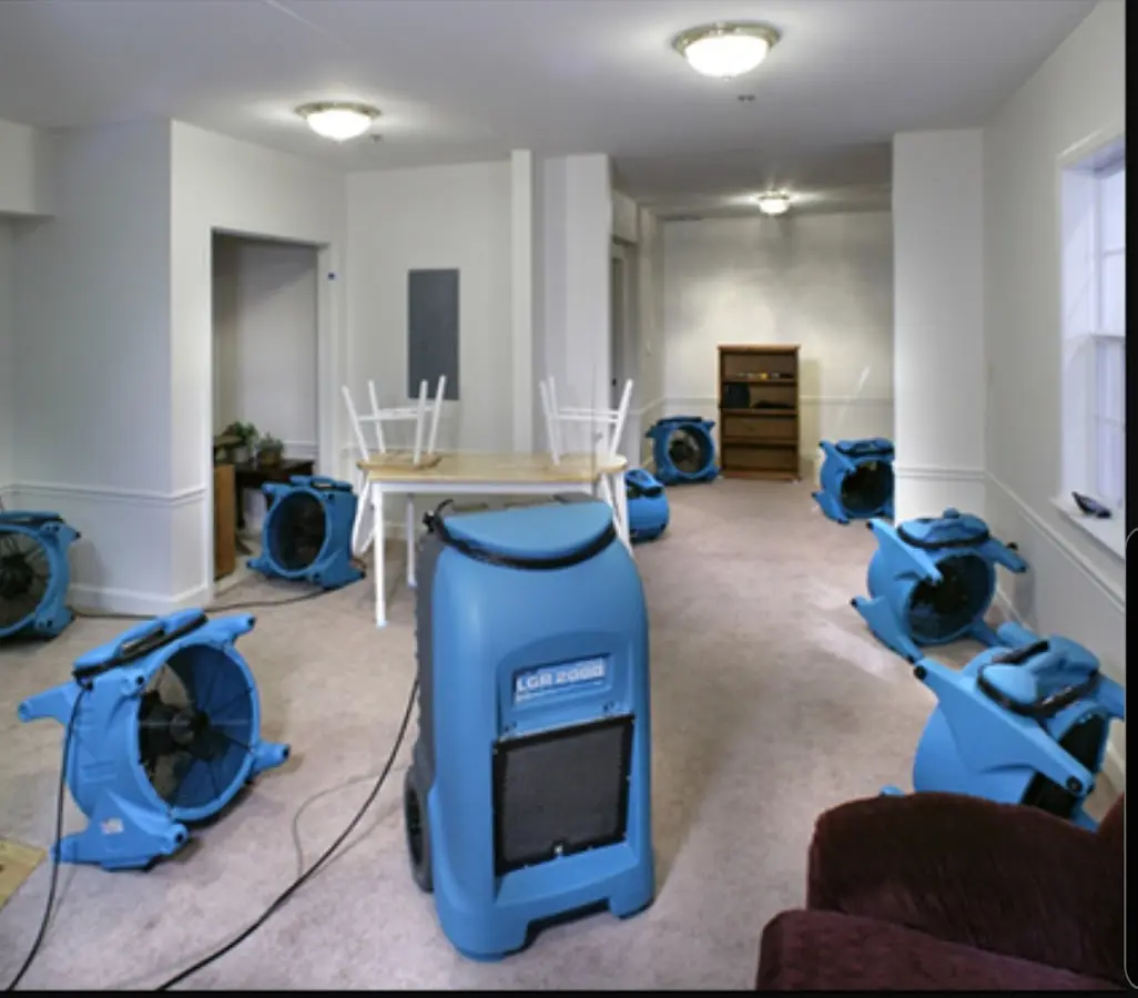 Air movers and dehumidifier setup for Water Extraction & Removal in Westampton